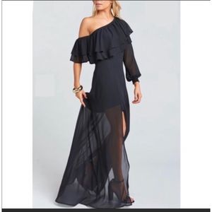 SHOW ME YOUR MUMU Emma Ruffle Maxi Dress | Black | Size M